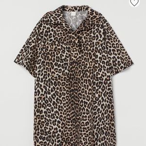 NWOT H&M leopard shirt dress Sz S